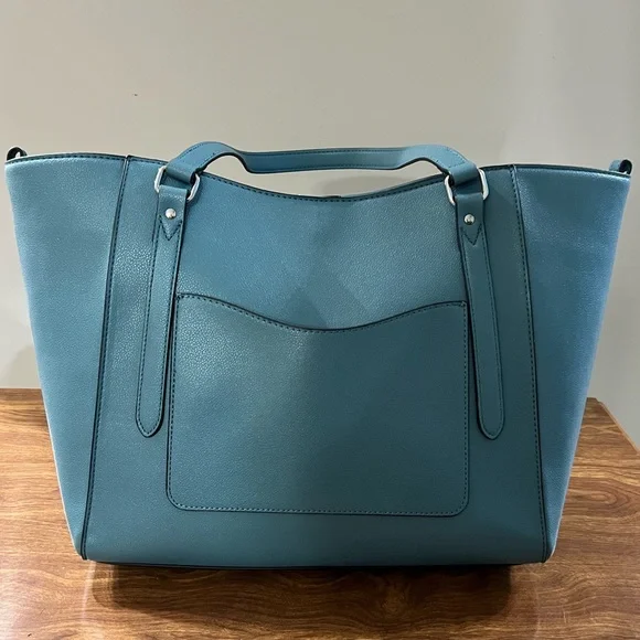 Nine West Blue Tote Bag Spacious and Minimalist with matching clutch - Picture 3 of 11